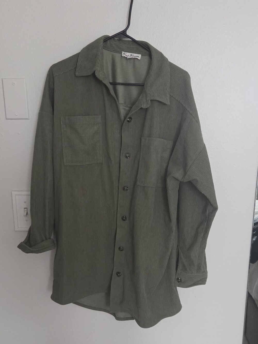 Blue Blossom Olive Green Top - M